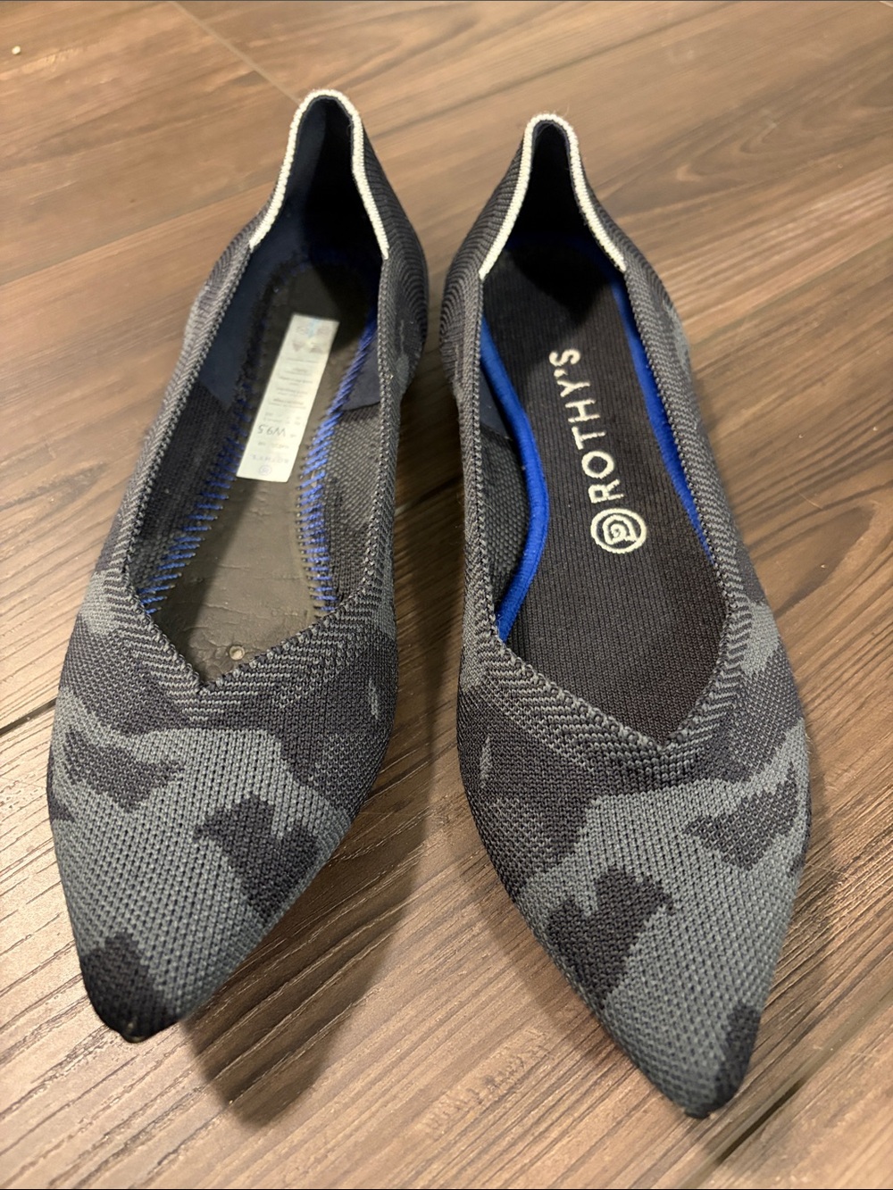 Rothy’s Retired The Point Camo Blue Gray size 9.5